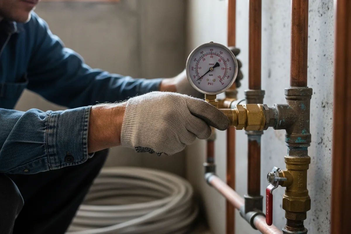 Pressure testing a repaired line during Water Line Repair in New Durham